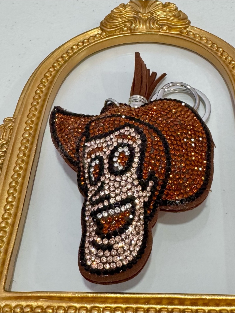 New Embellished Brown Crystal Skull Woody Cowboy Keychain